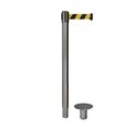 Montour Line Stanchion Belt Barrier Removable Base Sat.Steel Post 7.5ftBlk/Ye Belt MX630R-SS-BYD-75